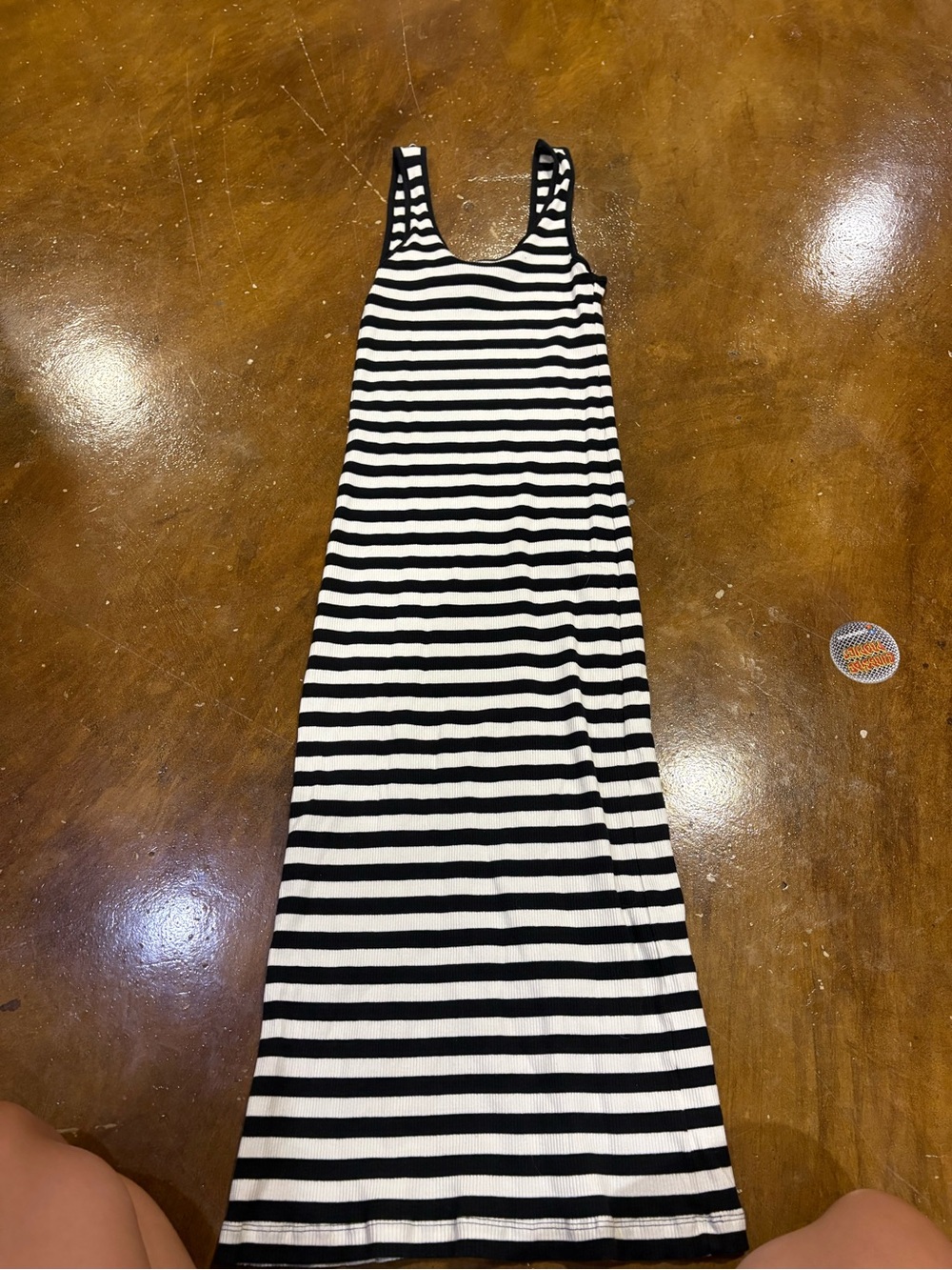 H&M Black & White Striped Sleeveless Maxi Dress